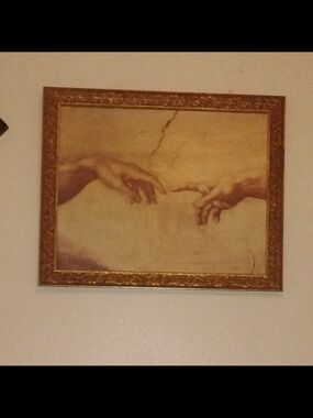 Classical Hands Canvas Art Print in Gold and Cream